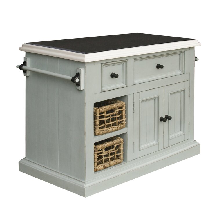 Three Posts Eloy 41 Solid Wood Kitchen Island With Granite Top